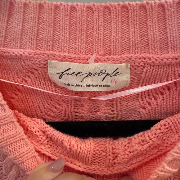 Free People Vibrant Pink Cable Knit Sweater Small - Picture 5 of 7